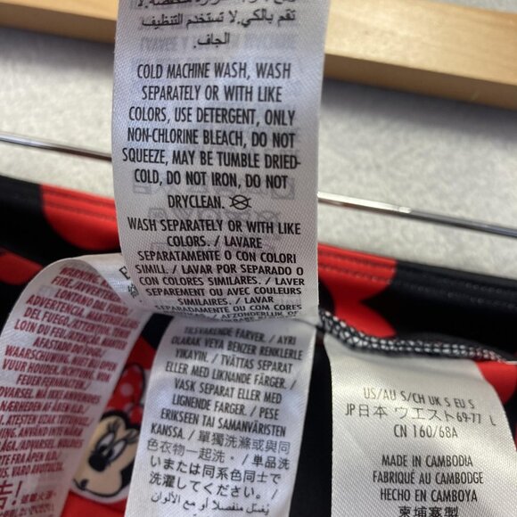 Disney Parks Minnie Mouse Leggings Womens Small S Black Red Floral Stretch Yoga - Picture 12 of 15